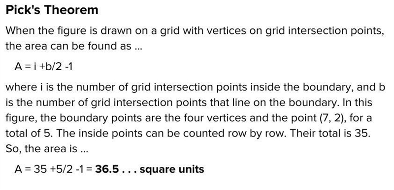 Identify the area of the polygon with vertices t(6,5), a(8,−1), s(4,−2), and k(−1,4).-example-3