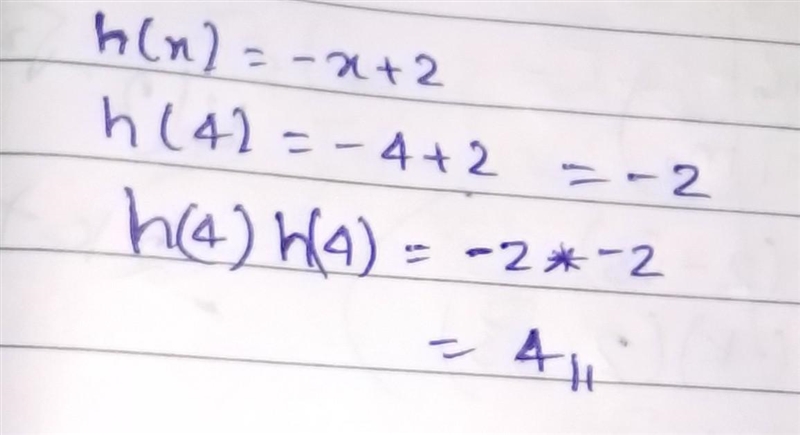 Given h(x)=−x+2, find h(4)h(4)-example-1