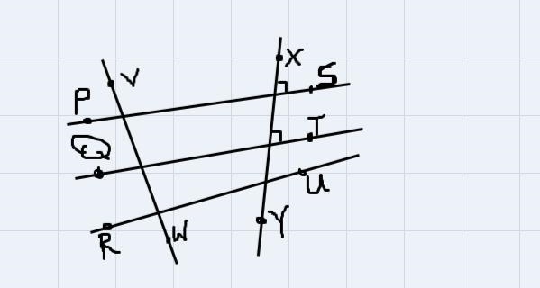 Dentify ALL pairs of parallel and perpendicular lines in the image below.-example-1