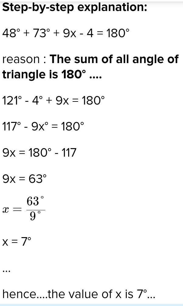 The measures of the angles of a triangle are shown in the figure below. Solve for-example-1