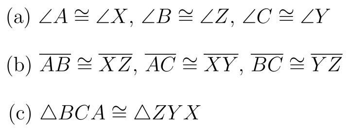 The triangles below are congruent and the corresponding parts are marked-example-1