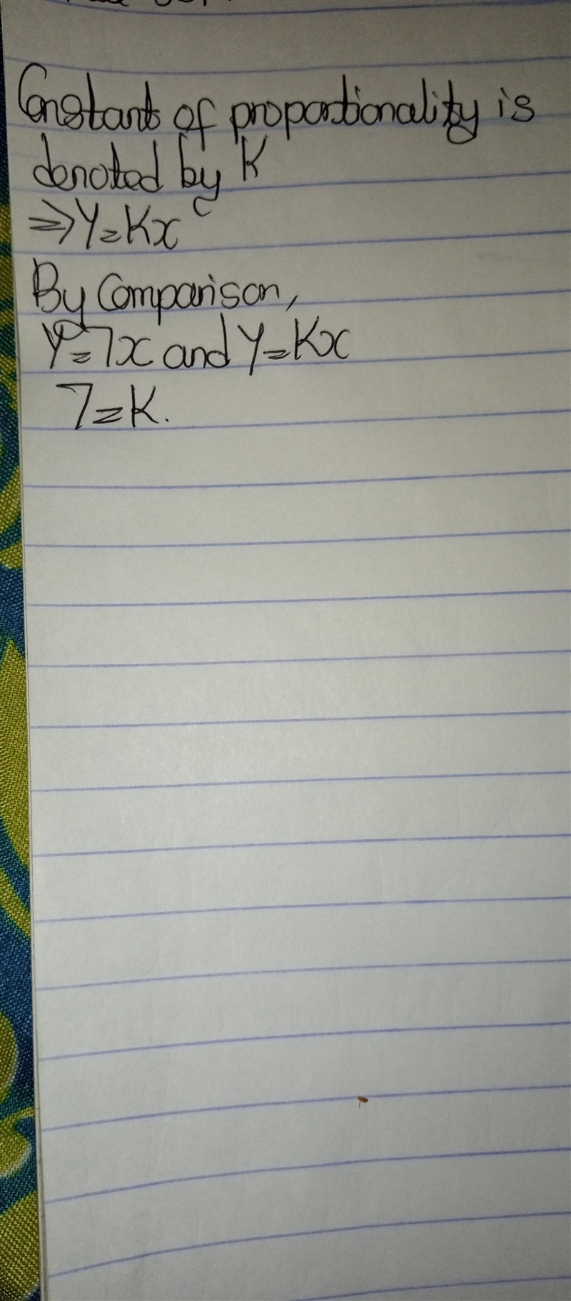 What is the constant of proportionality in the equation y= 7x ?-example-1