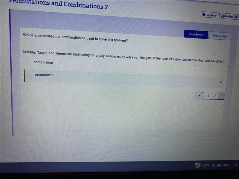 Would a permutation or combination be used to solve this problem? matilda, tanya, and-example-1