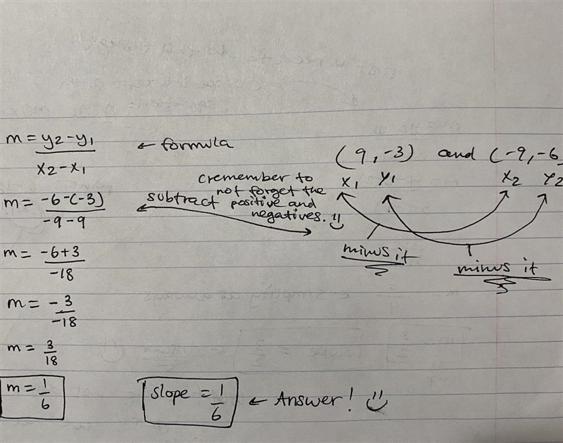 Determine the slope of the line that passes through the points (9,-3) and (-9,-6)?​-example-1