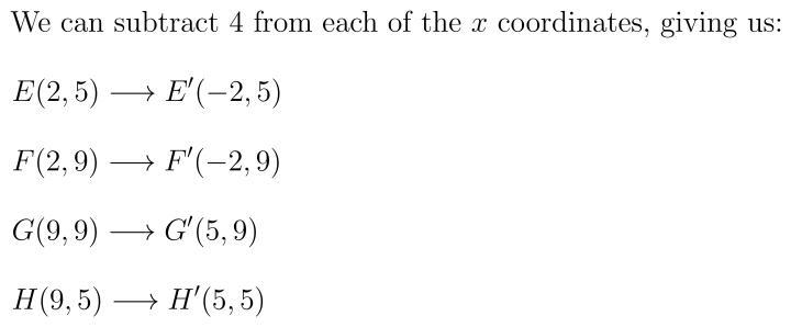 Write the coordinates of the vertices after a translation 4 units left.-example-1