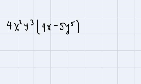 Multiply the polynomials 4x2y3(9x-5y5)-example-1