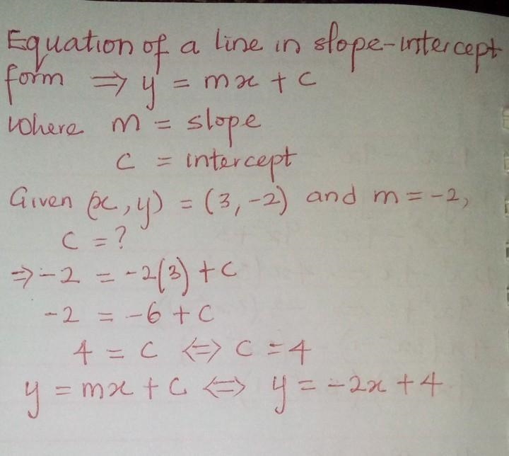 what is the equation (in slope-intercept form) of a line that passes through the point-example-1