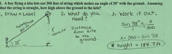 Geometry Problem 1 Billy is flying a kite and has let out 110 feet of string. The-example-1