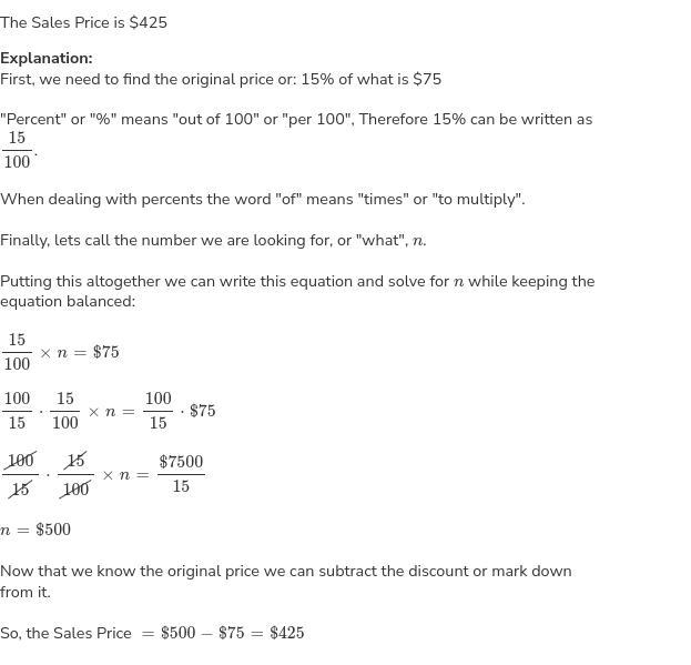 A STERO is was priced for $75. If this is a 15% increase was is the new price?-example-1