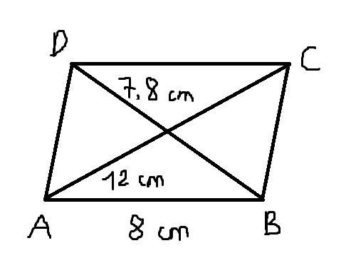 Construct a parallelogram ABCD with AB = 8cm AC = 12cm and BD = 7.2cm​-example-1