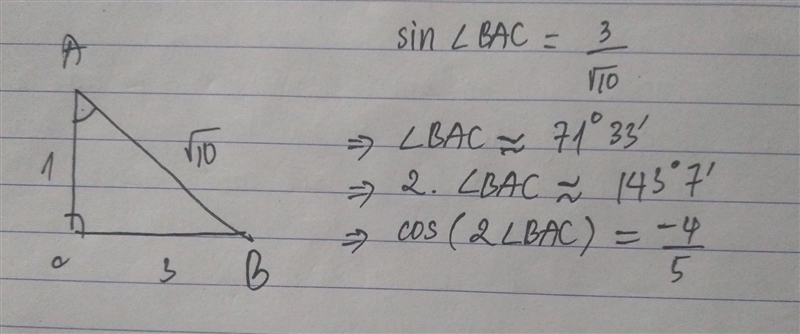 A 1 C Find cos(2. ZBAC). 3 /10 B​-example-1