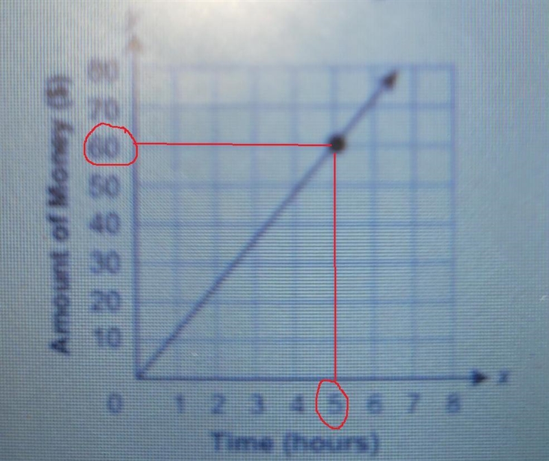 The graph below models the relationship between the time (x), in hours, Janet works-example-1