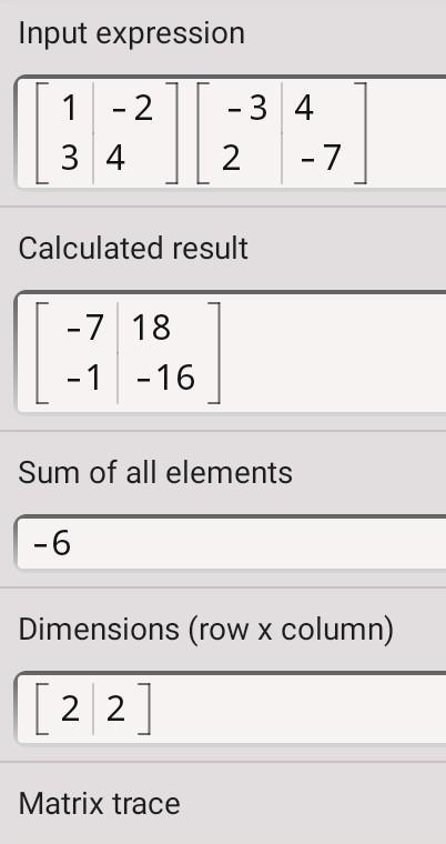 Find the product or type "impossible". 1 -2 -3 4 3 4 2 -7-example-1