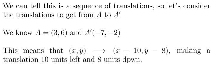 Which statement correctly identifies the transformations that map △ABC to △A′B′C′ Translate-example-1