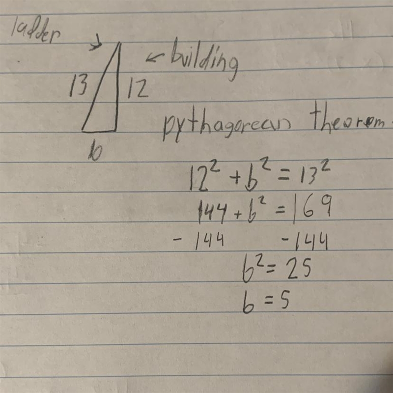 2. There is a 13-foot ladder leaning against the side of a building. The ladder reaches-example-1