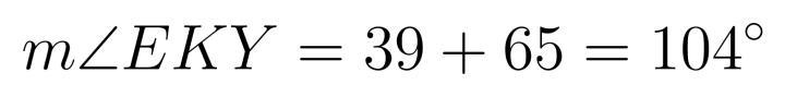 What is the measure of ZEKY in this figure? O 104° O 115° O 129° O I don't know. Please-example-1