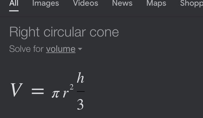 Find the volume of a cone-example-1