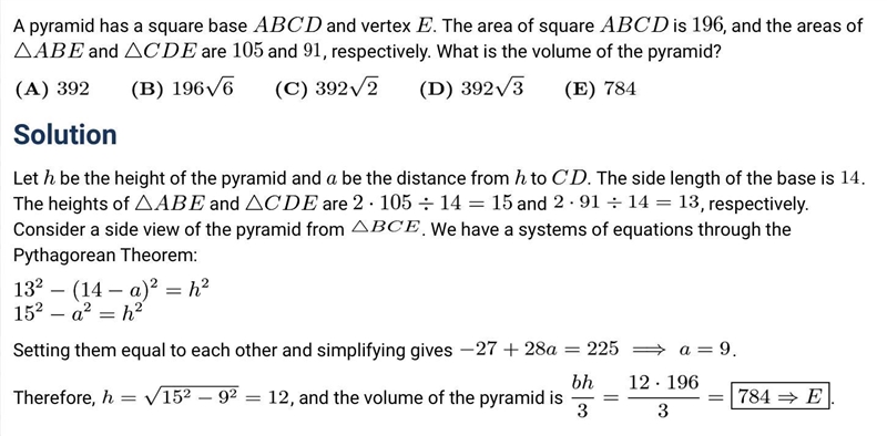 the figure is a rectangular pyramid the base is rectangle abcd and the four faces-example-1