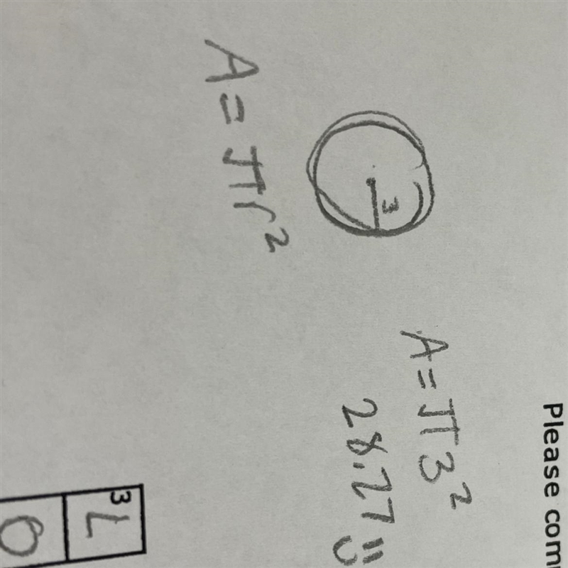 The radius of a circle is 3 feet. What is the circles area use 3.14-example-1