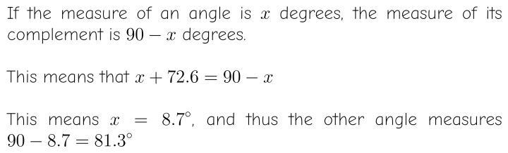 ASAP PLS An angle measures 72.6° less than the measure of its complementary angle-example-1