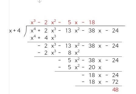 DIVIDE THE POLYNOMIALS USING LONG METHOD. QUESTION 1 Divide (x4 + 2x³ - 13x² - 38x-example-1