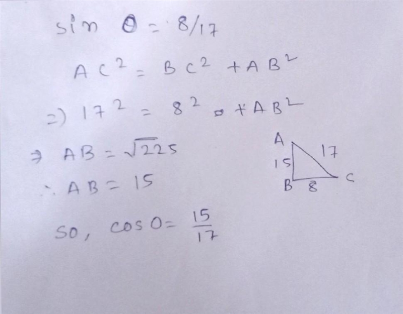 Given that sin0 =, 8/17what is cos 0? Enter your answer, as a simplified fraction-example-1