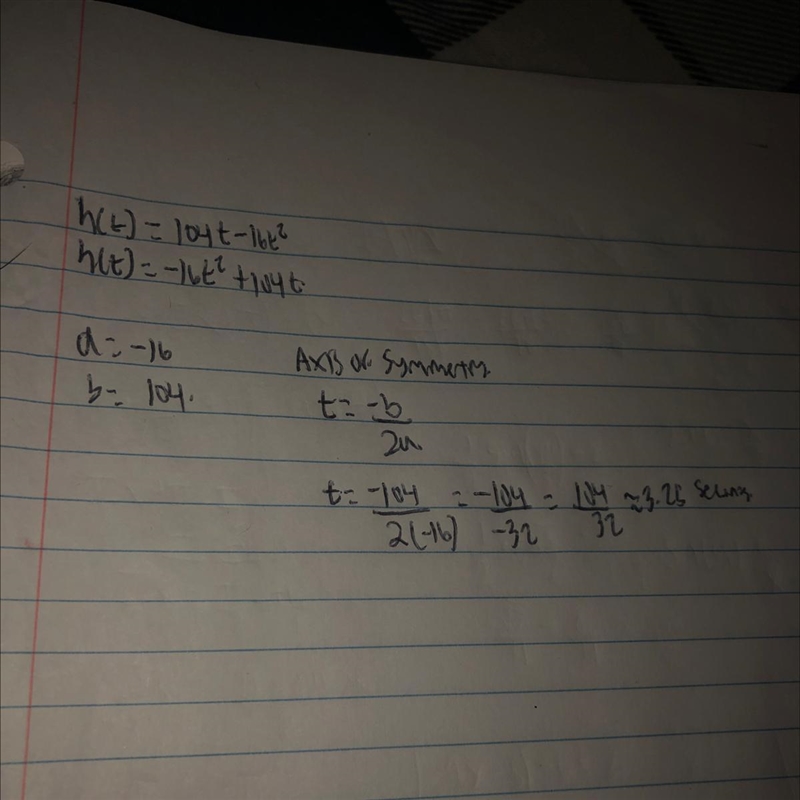 A ball is thrown vertically upward. After t seconds, its height h (in feet) is given-example-1