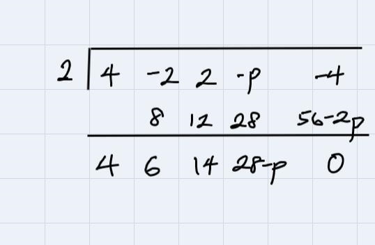 If (x-2) is a factor f f(x), then use synthetic divisor to find p where f(x)=-example-1