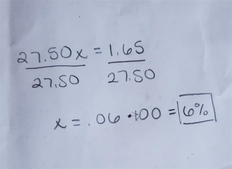 Jonah's lunch cost $27.50, he paid $1.65 sales tax. What is the percent of sales tax-example-1