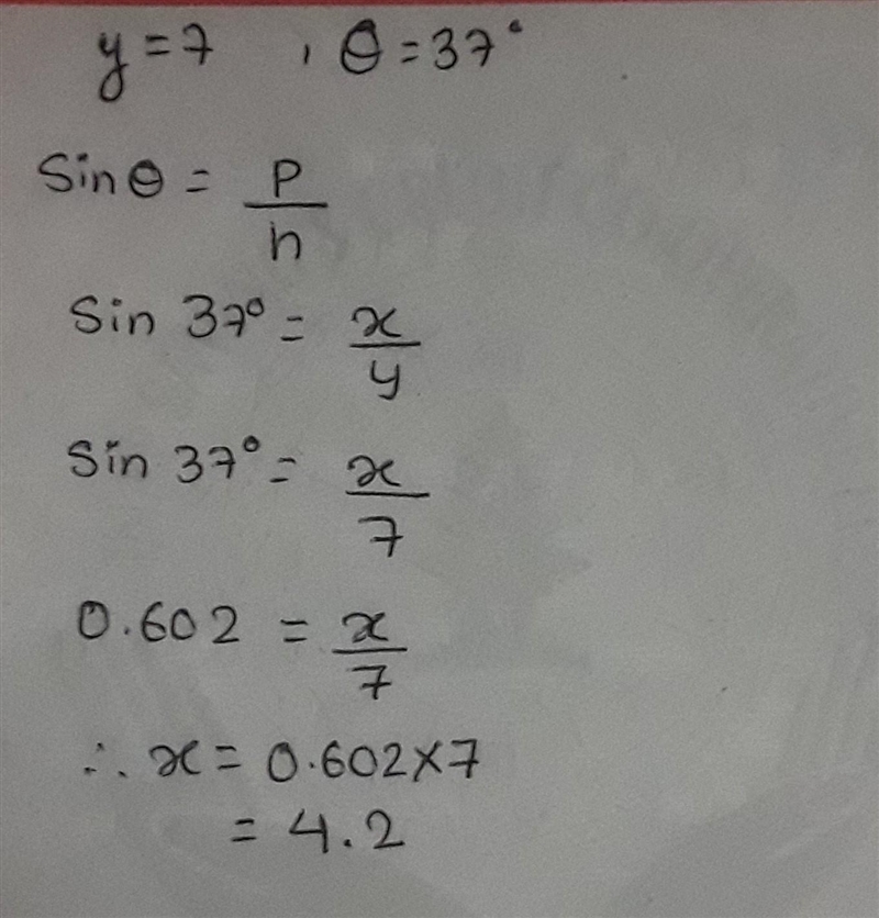 Given that y = 7 cm and I = 37°, work out I rounded to 1 DP. у x 09 The diagram is-example-1