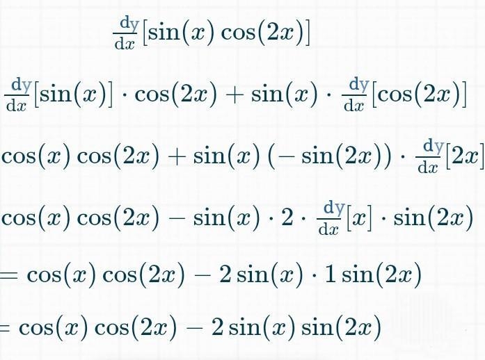 \sf \large \: If \: y = Sin x \: * Cos \: 2x \: Find (dy)/(dx) Thanku!​-example-2