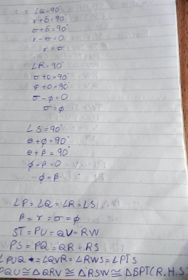 In the diagram, PQRS is a square. (a) Show that triangles PQU, QRV, RSW and SPT are-example-3