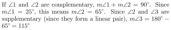 In the diagram below, 21 and 22 are complementary. If the measure of 21 is 25°, what-example-1