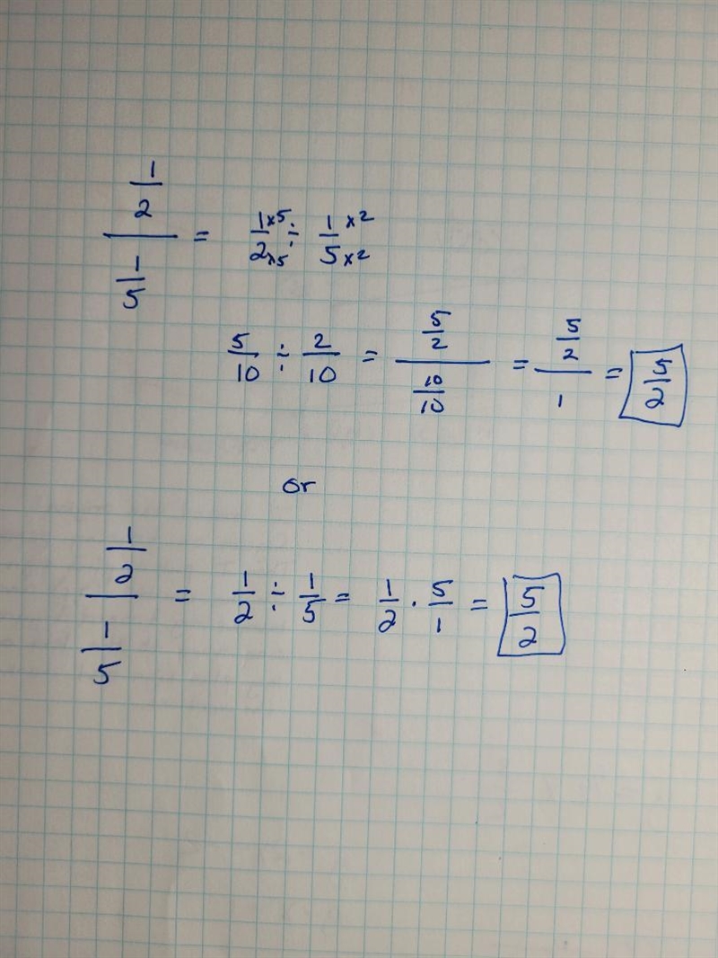 You have blue ribbon and red ribbon in the ratio 1/2:1/5 . Your friend finds the value-example-1