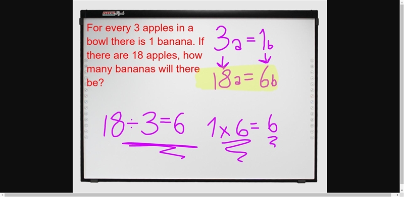 For every 3 apples in a bowl there is 1 banana. If there are 18 apples, how many bananas-example-1