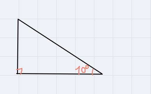 10) Find the third measure of a right triangle if one of the anglesmeasures 10*10 po-example-1