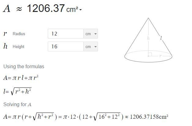 the height of a cone is 16 cm and its base radius is 12 cm. find the curved surface-example-1