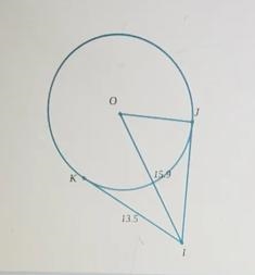 In the figure below, the segments IJ and IK are tangent to the circle centered at-example-1