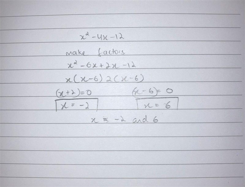 Solve x² - 4x 12 = 0 Your final answer should be set out in the form x = ... and…-example-1