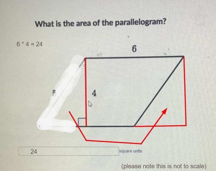 What is the area of the parallelogram? 6 сл 4 square units What’s the square unit-example-1