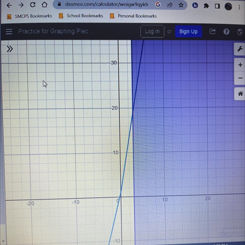 Graph the piecewise function given below. f(x)={∣x∣+5x−3+4 for x<1 for x≥3 ​-example-1