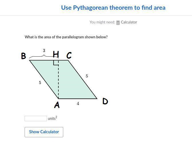 Can someone help? Please and thankyou What is the area of the parallelogram shown-example-1