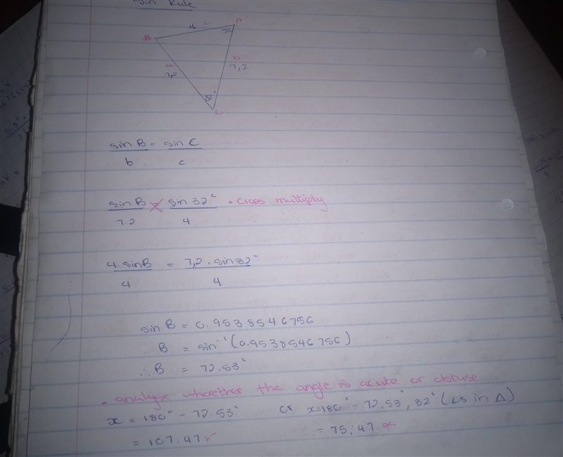 ANSWER PLS Find the value of x in the triangle shown below. 4 7.2 7.2 32-example-1