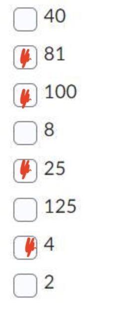 Which of the following whole numbers are perfect squares? (Please select ALL correct-example-1