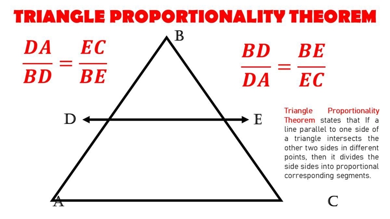 Triangle a b c is cut by line segment d e. line segment d e goes from side a c to-example-2