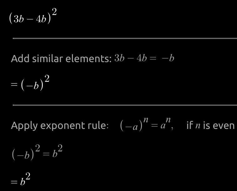 ( 3b - 4b ) ² with explanation​-example-1