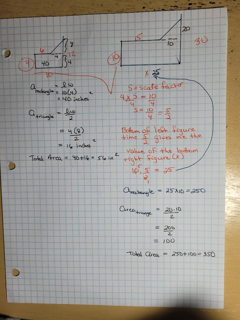 How do i find the area if the x is 25. i broke the shape into a rectangle and a triangle-example-1