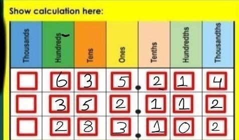 May someone please write the calculation on the calculation chart on the picture below-example-1