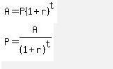 The formula A=P(1+r)^t can be used to relate the future value A of a deposit of P-example-1