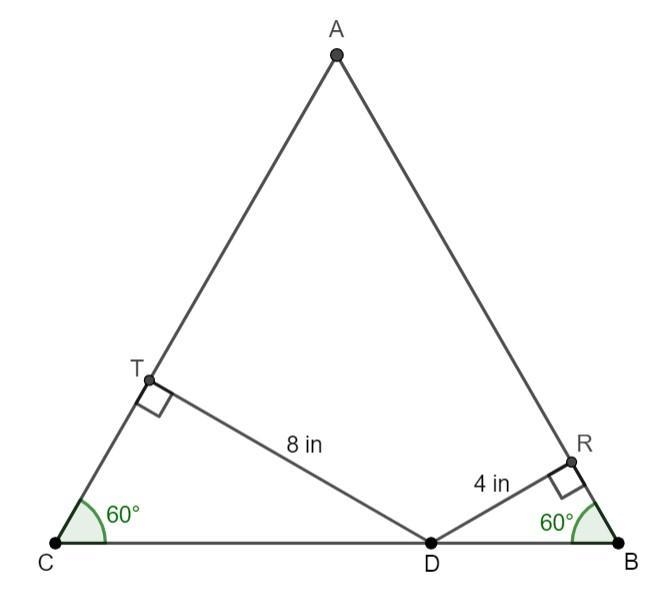 Point D is on side BC of equilateral ▲ABC. From point D, perpendicular line segments-example-1